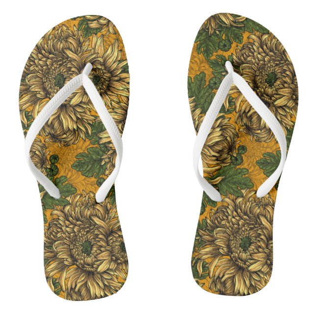 Yellow chrysanthemum flowers thongs (Footbed)