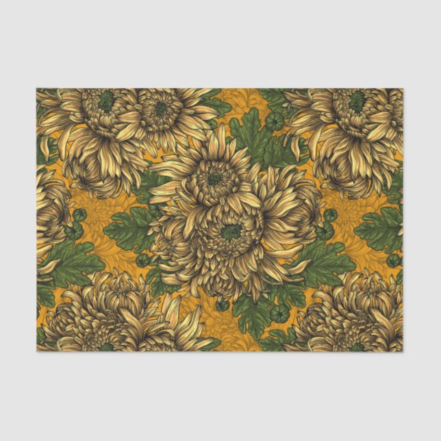 Yellow chrysanthemum flowers tissue paper (Front)