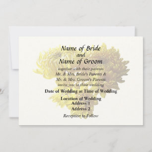 Yellow Chrysanthemum Heart Invitation