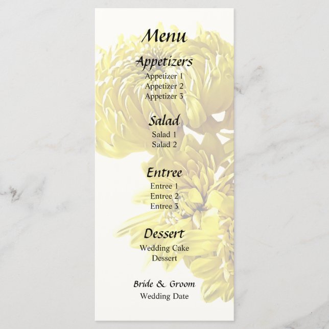 Yellow Chrysanthemum Heart Menu (Front)