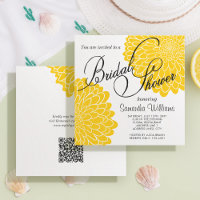 Yellow Chrysanthemum QR Code Square Bridal Shower