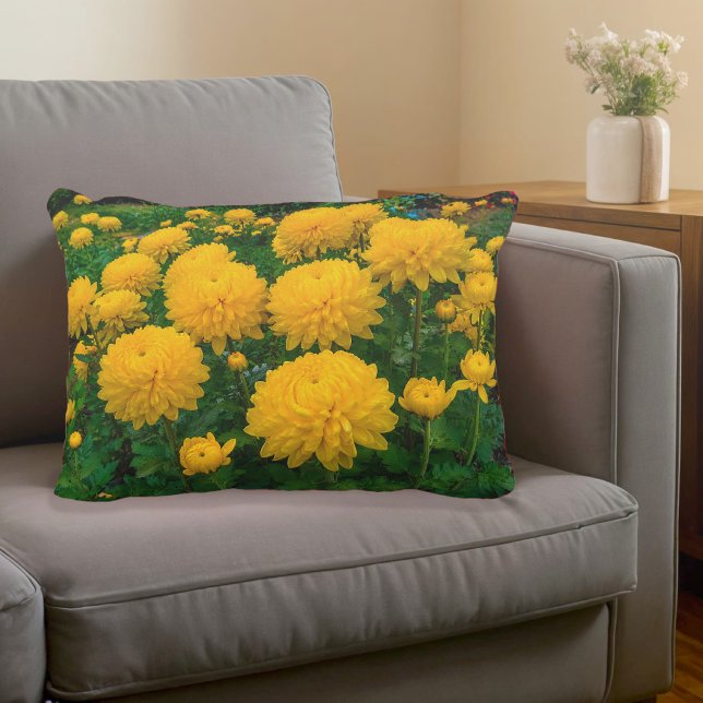 Yellow Chrysanthemums Accent Pillow (Accent pillow with yellow chrysanthemums)