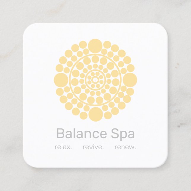 Yellow Circle Motif Logo Square Business Card (Front)