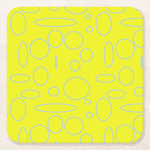 Yellow Circles and Loops Mousepad Square Paper Coaster