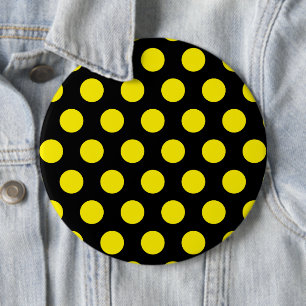 Yellow Circles on Black Background 6 Cm Round Badge