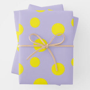 Yellow circles on purple pattern wrapping paper sheet
