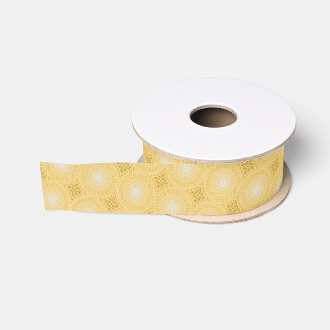 Yellow circles pattern grosgrain ribbon (Spool)
