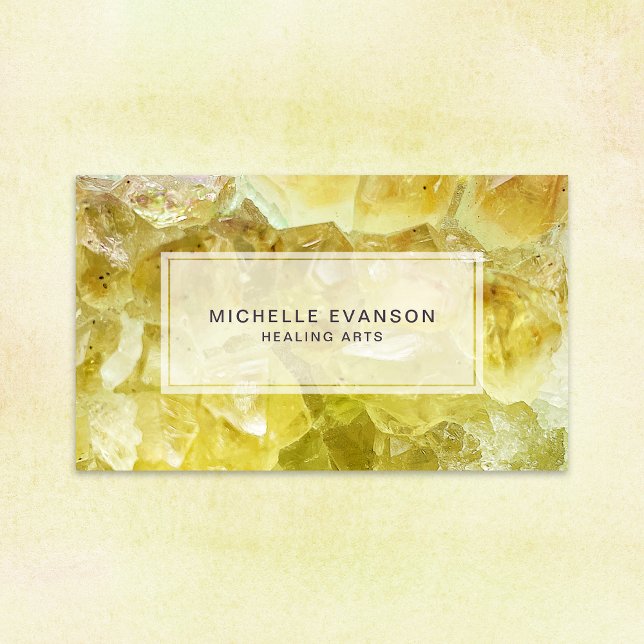 Yellow Citrine Crystal Massage Therapist Business Card (Creator Uploaded)