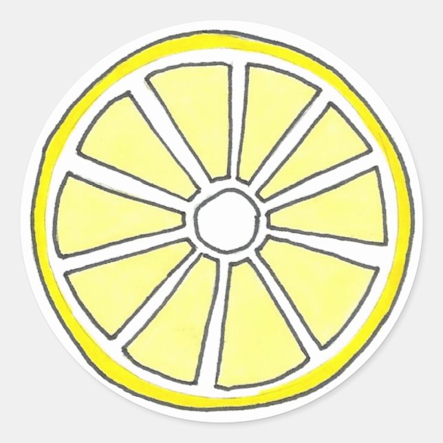 Yellow Citrus Fruit Fruity Lemon Slice Stickers (Front)