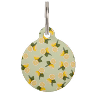 Yellow Citrus Lemon Fruit on Pale Lime Green Pet Tag