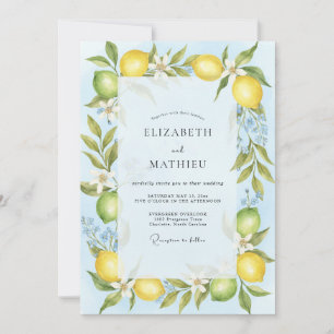 Yellow Citrus Soft Eucalyptus Wedding Invitation