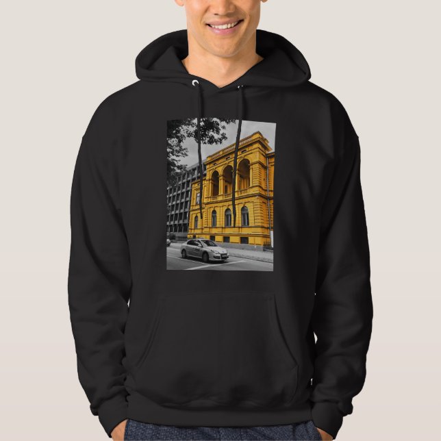 Yellow City Building Minimalist Photography Hoodie (Front)