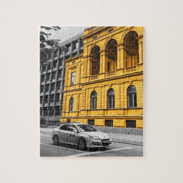 Yellow City Building Minimalist Photography Jigsaw Puzzle (Vertical)