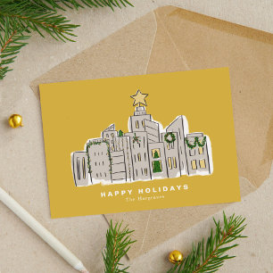 Yellow City Skyline Corporate Christmas Card