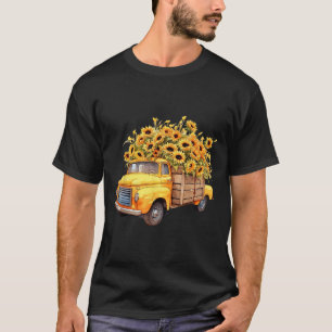 Yellow Ckup Truck Sunflower Autumn Halloween Thank T-Shirt