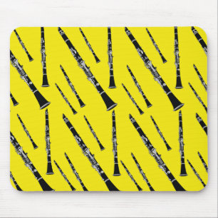 Yellow Clarinet Pattern Mouse Pad