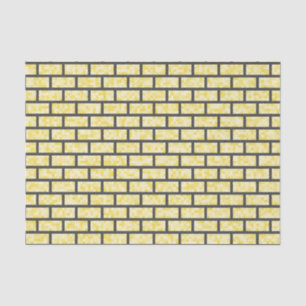 Yellow, Classic, 8-Bit Inspired Bricks Pattern Tissue Paper