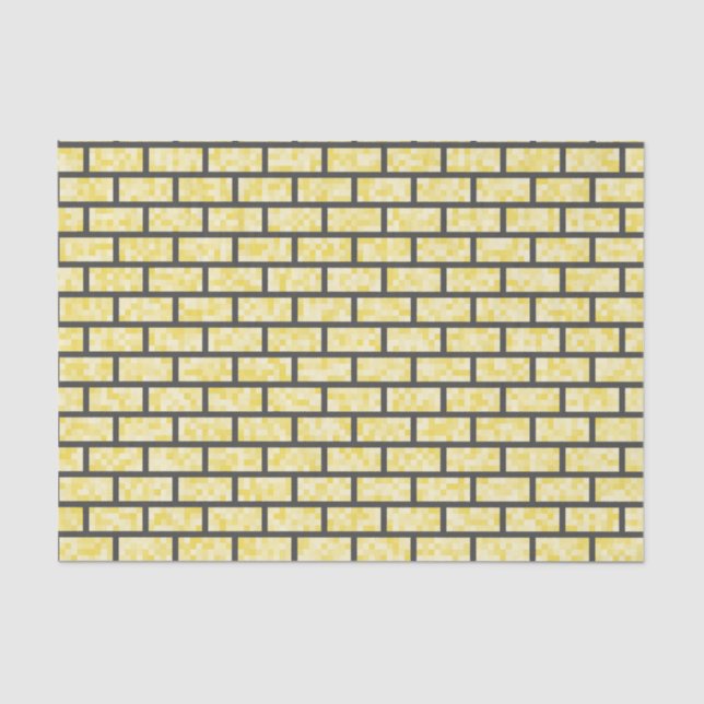 Yellow, Classic, 8-Bit Inspired Bricks Pattern Tissue Paper (Front)