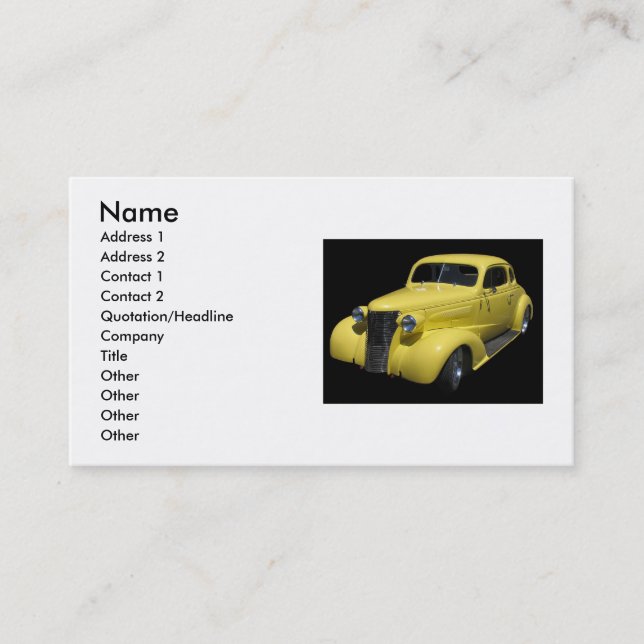 Yellow Classic Car Business Card (Front)
