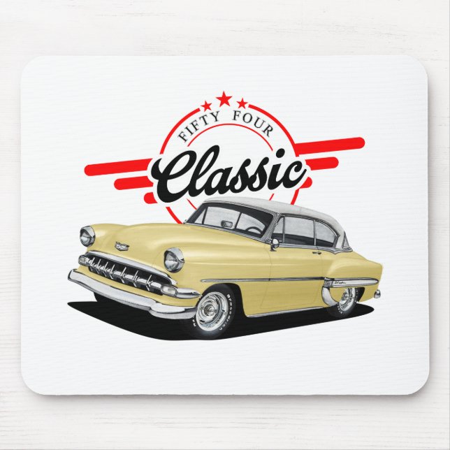 Yellow Classic Car Mouse Pad (Front)