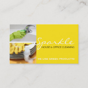 Yellow Clean House Home Cleaning Cleaners Business Card