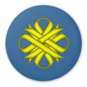 Yellow Clover Ribbon by Kenneth Yoncich Ceramic Knob