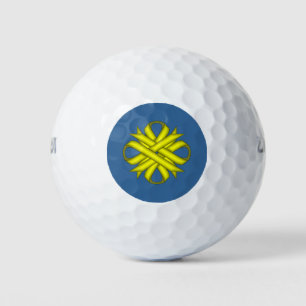 Yellow Clover Ribbon by Kenneth Yoncich Golf Balls