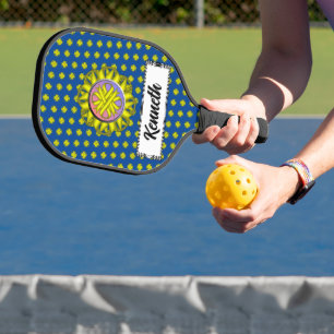Yellow Clover Ribbon by Kenneth Yoncich Pickleball Paddle