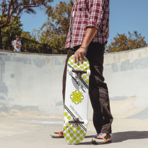Yellow Clover Ribbon by Kenneth Yoncich Skateboard