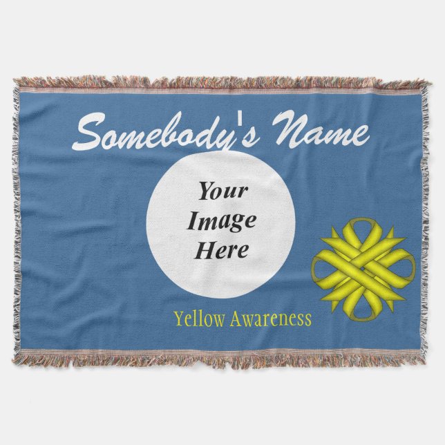 Yellow Clover Ribbon Template by Kenneth Yoncich Throw Blanket (Front)