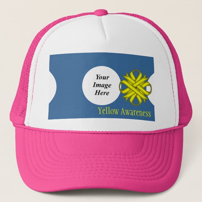 Yellow Clover Ribbon Template by Kenneth Yoncich Trucker Hat (Front)
