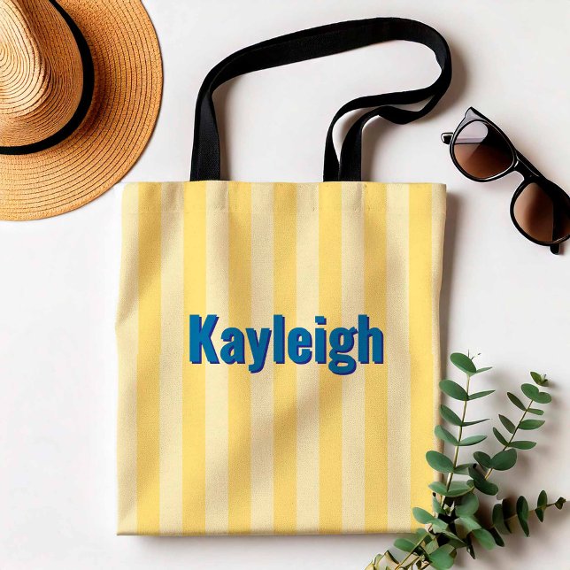 Yellow Coastal Bachelorette Trip Bridesmaid Tote Bag (Yellow Striped Beach Tote)