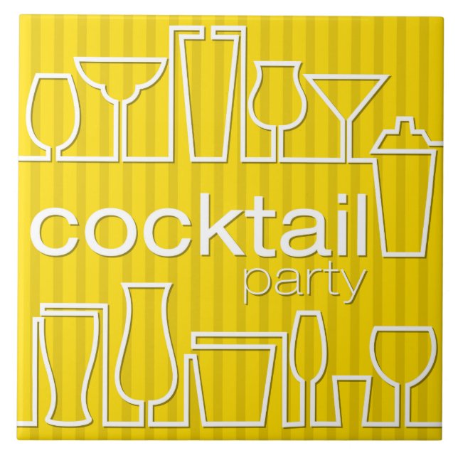 Yellow cocktail party ceramic tile (Front)