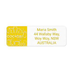 Yellow cocktail party return address label