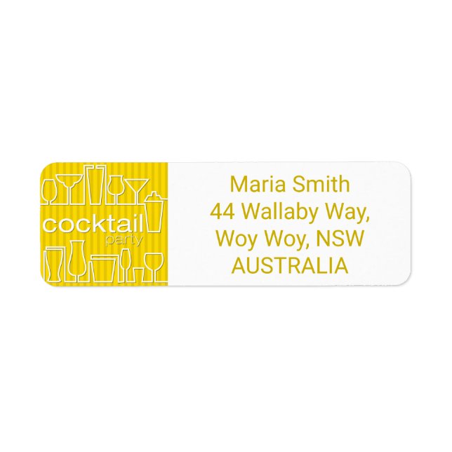 Yellow cocktail party return address label (Front)