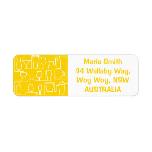 Yellow cocktail party return address label