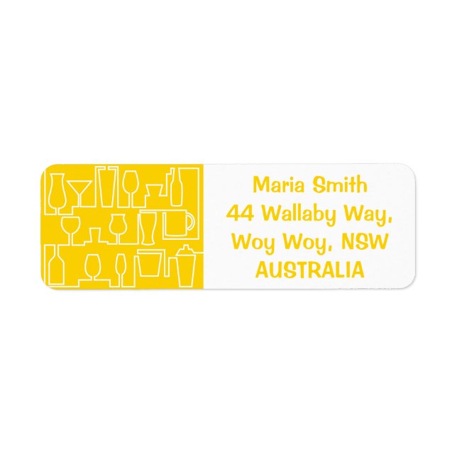 Yellow cocktail party return address label (Front)