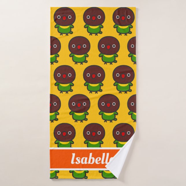 yellow-collared lovebird bath towel (Bath Towel)