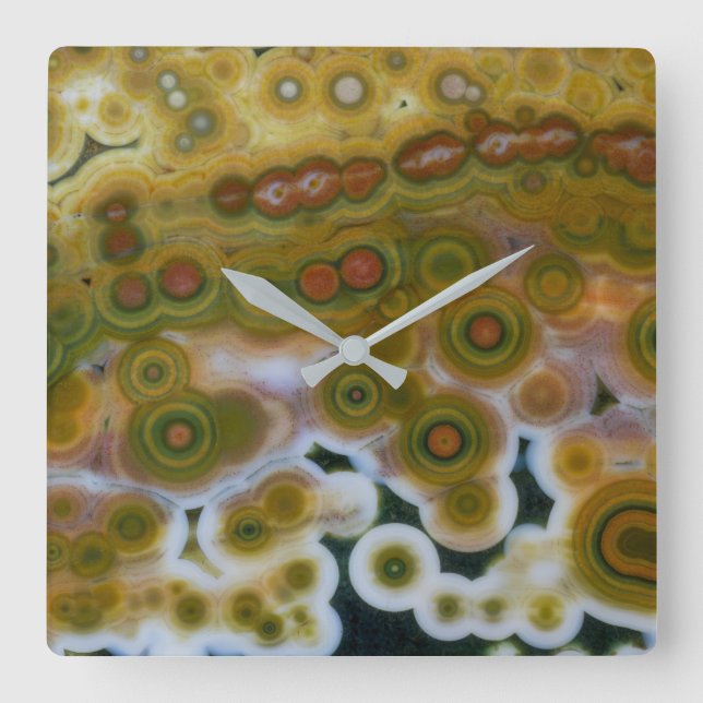 Yellow Colored Ocean Jasper Square Wall Clock (Front)