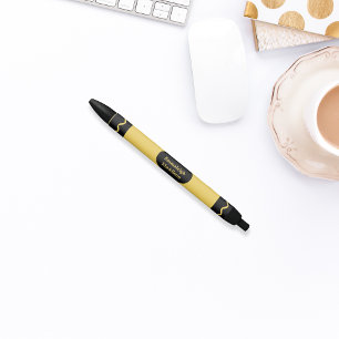 Yellow Colour Crayon Wrap Monogram Black Ink Pen