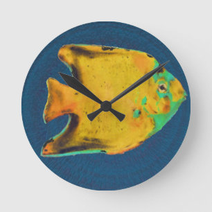 yellow colour fish round clock
