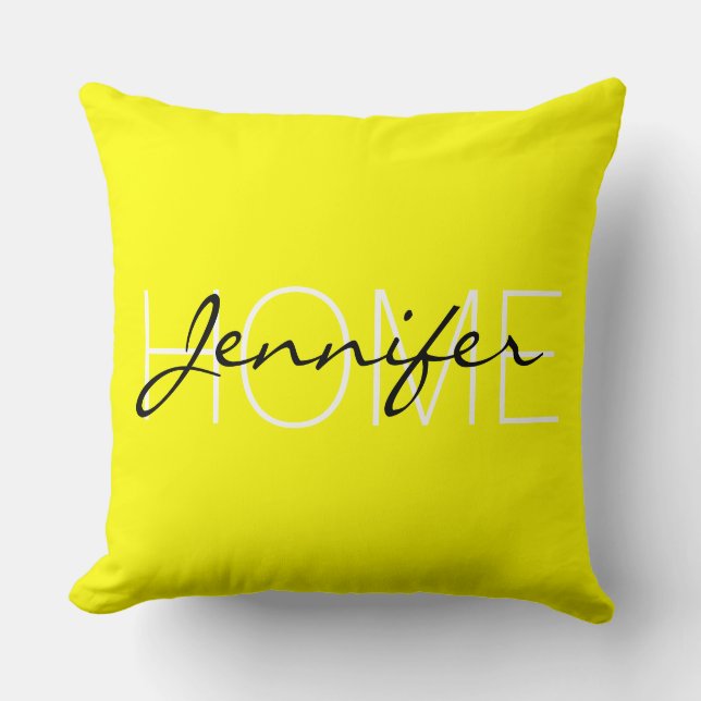 Yellow colour home monogram cushion (Front)