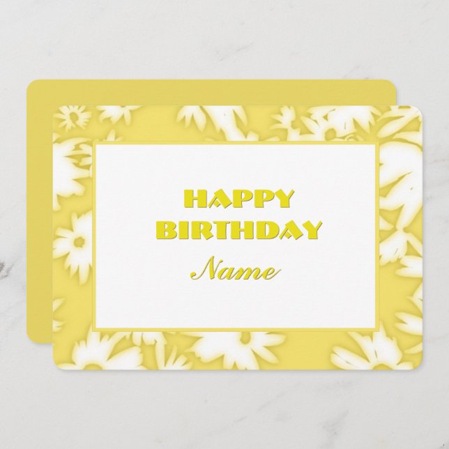 Yellow Colour Me Daisies Birthday Card (Front/Back)