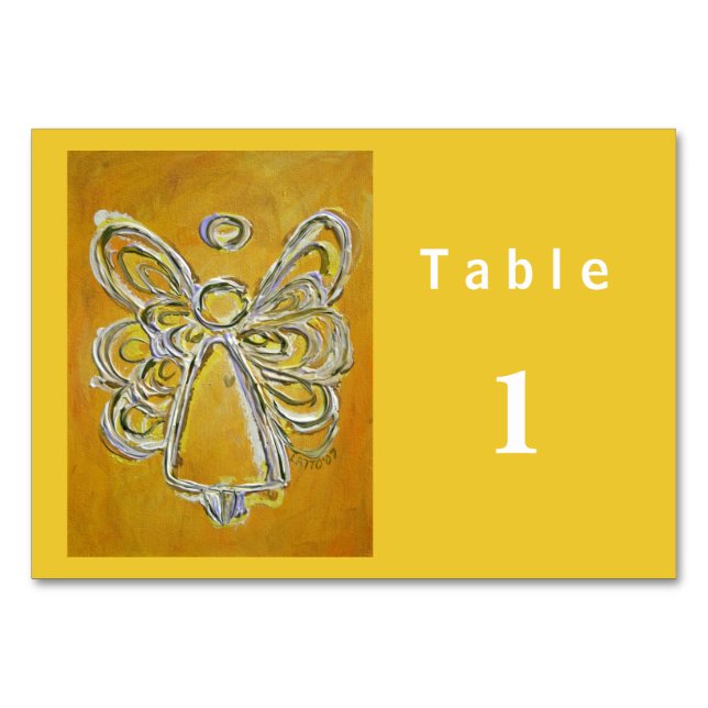 Yellow Colour Series Angel Custom Table Cards (Front)