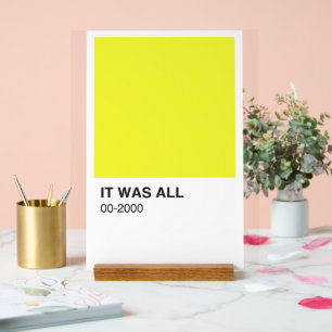 Yellow Colour Song - White Background Acrylic Sign