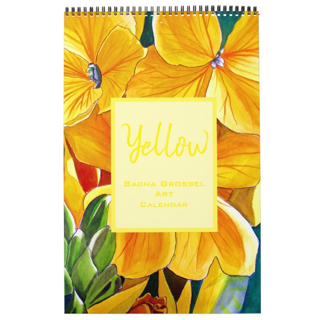 Yellow colour watercolor art calendar Sacha Grosse (Cover)