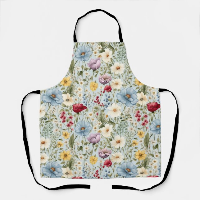 Yellow colour with delicate floral pattern apron (Front)
