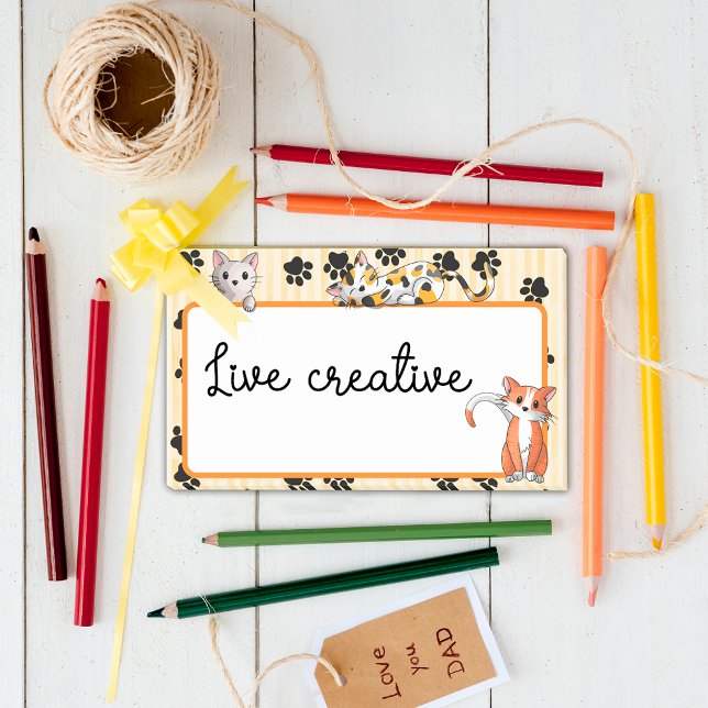 Yellow colour with paws cute kittens 10" x 6" post post-it notes (Creator Uploaded)