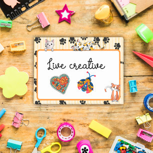 Yellow colour with paws cute kittens 4" x 3" post- post-it notes