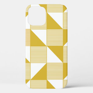 Yellow colour with triangle shape and lines on whi iPhone 12 case